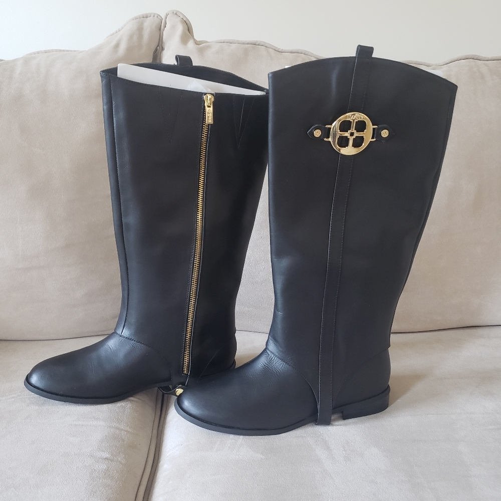 Riding Boots Black by IMAN leather Upper Size 8.5 (New Other)